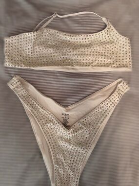 NINA Swim - White Rhinestone Bikini Set | Size Large | Oh Polly Sister Brand